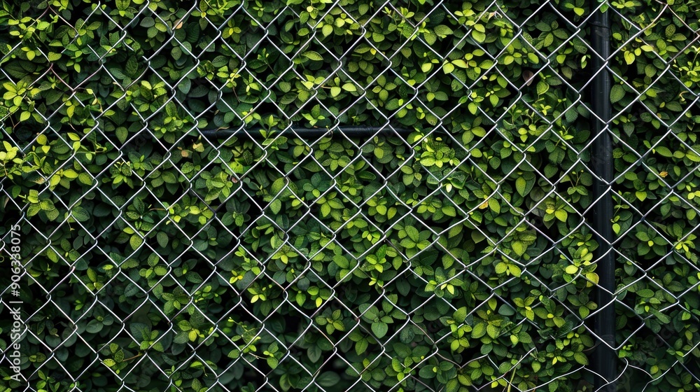 Fototapeta premium Green Vines on a Chain Link Fence