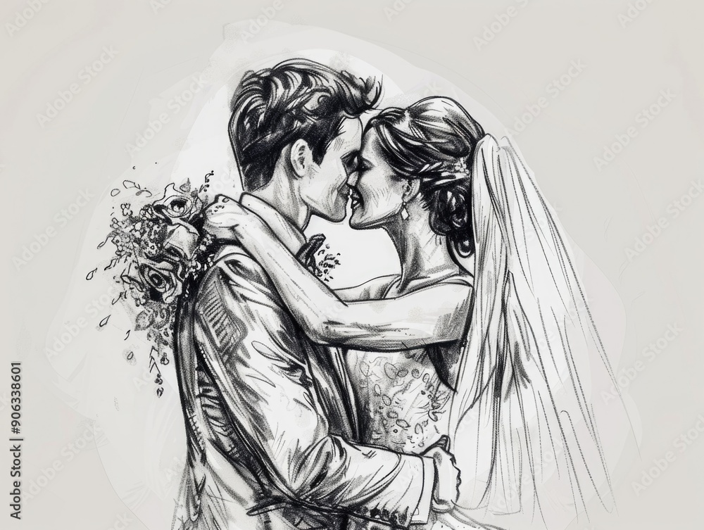 Fototapeta premium Couple Sharing Romantic Kiss