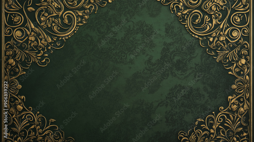 A rich olive green background with intricate gold detailing. The luxurious green and shimmering gold combination adds a touch of opulence. A rich olive green background with intricate gold detailing. The luxurious green and shimmering gold combination adds a touch of opulence.