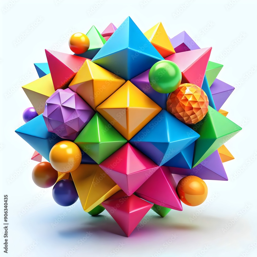 Colorful Geometric Shapes Arrangement Enigmatic Playful Artistry Dynamics Colorful Geometric Shapes Arrangement Enigmatic Playful Artistry Dynamics