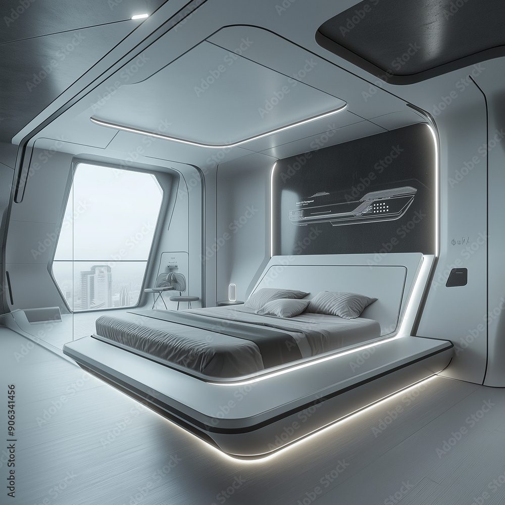 Fototapeta premium Futuristic Minimalist Bedroom