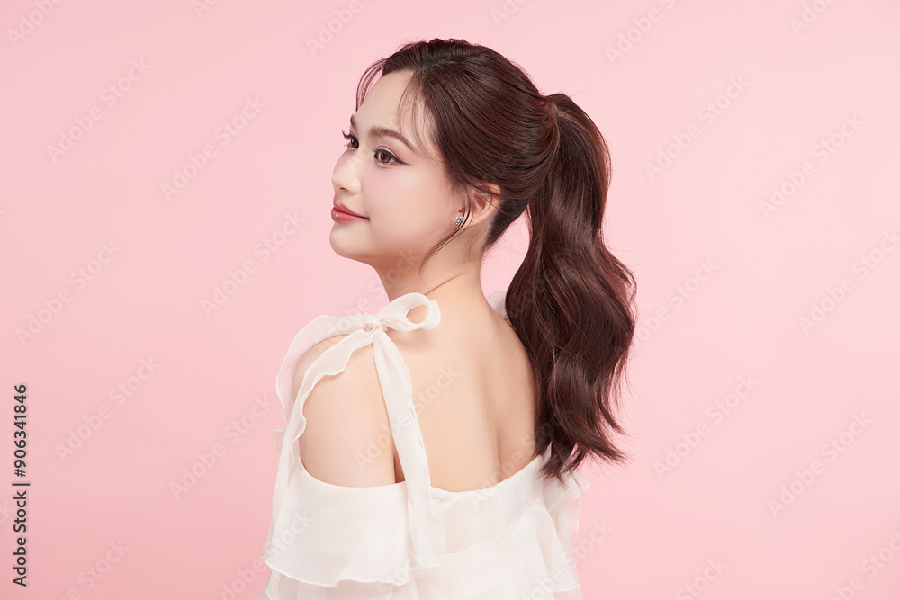 Beautiful young asian woman with clean fresh skin on pink background, Face care, Facial treatment, Cosmetology, beauty and spa, Asian women portrait. Beautiful young asian woman with clean fresh skin on pink background, Face care, Facial treatment, Cosmetology, beauty and spa, Asian women portrait.