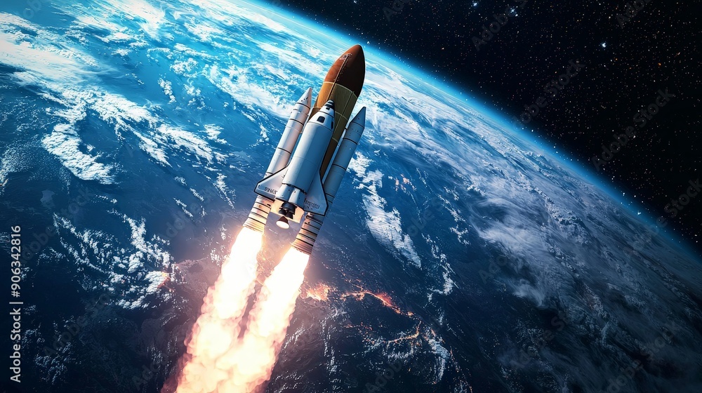 Fototapeta premium Advancements in Space Exploration: Rockets and Satellites Fostering Innovation in Technology