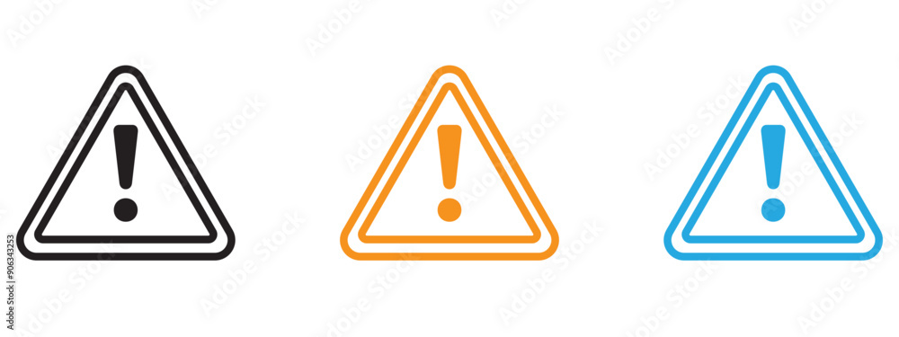 Attention icon Flat vector set outline Attention icon Flat vector set outline