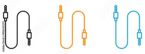 Audio Cable icon Flat vector set outline