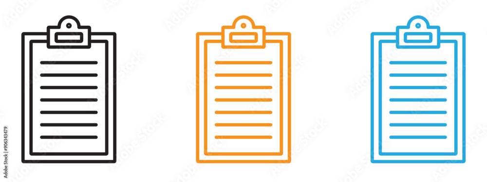 Clipboard icon Flat vector set outline Clipboard icon Flat vector set outline