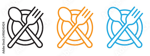 Canteen icon Flat vector set outline