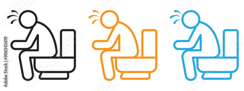 Diarrhea icon Flat vector set outline