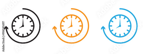 Duration icon Flat vector set outline