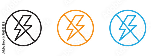 Flash off icon Flat vector set outline