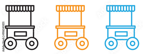 Food cart icon Flat vector set outline