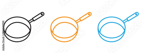 Frying pan icon Flat vector set outline