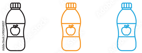 Juice bottle icon Flat vector set outline