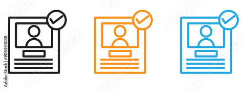 KYC icon Flat vector set outline
