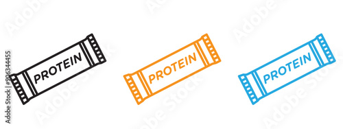 Protein bar icon Flat vector set outline