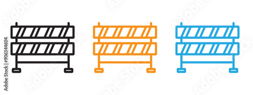 Roadblock icon Flat vector set outline