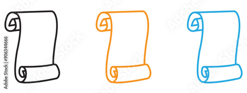 Scroll paper icon Flat vector set outline