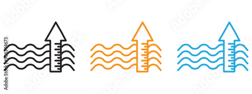 sea level icon Flat vector set outline