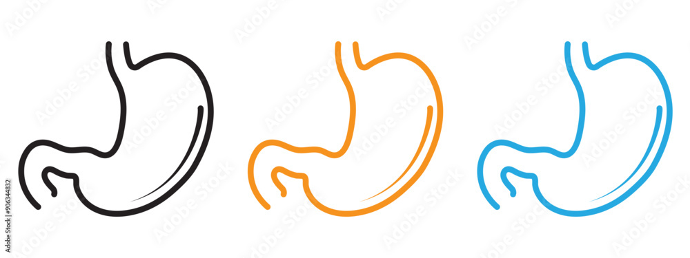 Stomach icon Flat vector set outline Stomach icon Flat vector set outline