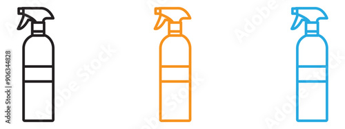 Spray bottle icon Flat vector set outline
