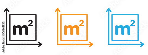 Square Meter icon Flat vector set outline