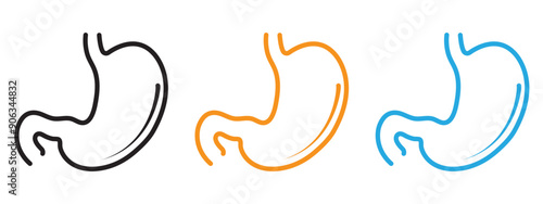 Stomach icon Flat vector set outline