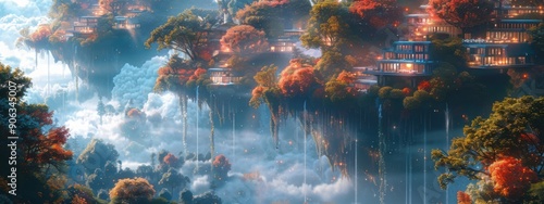 A serene scene of water flowing from a window, cascading over rocks, under a dramatic sky filled with clouds and sunlight