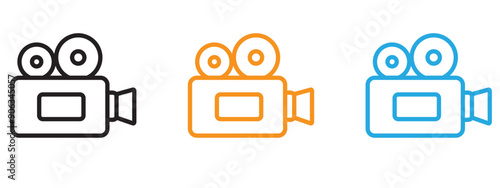 Video camera icon Flat vector set outline