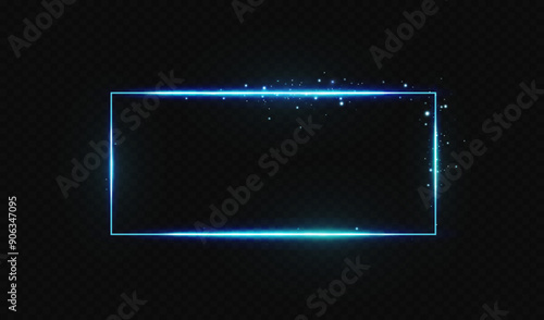 Rectangular frame with light effects.Blue frame.Vector illustration, eps