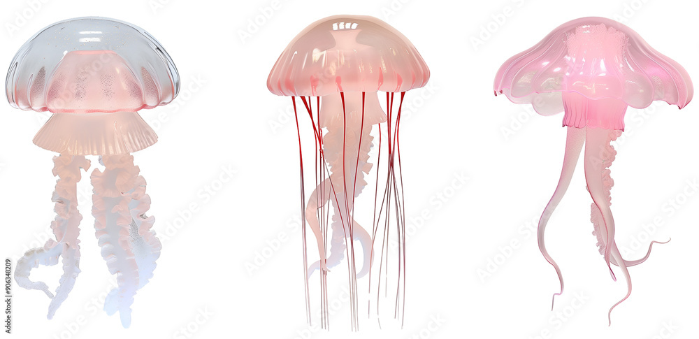 Stunning Ultra-Realistic 3D Jellyfish Illustration Collection in Soft Pastel Colors Stunning Ultra-Realistic 3D Jellyfish Illustration Collection in Soft Pastel Colors