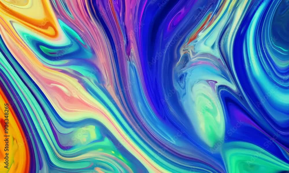 Multicolored abstract liquid background from a mix of bright colors