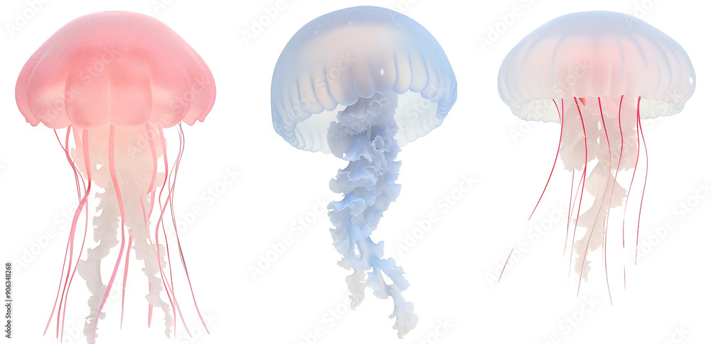 Stunning Ultra-Realistic 3D Jellyfish Illustration Collection in Soft Pastel Colors Stunning Ultra-Realistic 3D Jellyfish Illustration Collection in Soft Pastel Colors