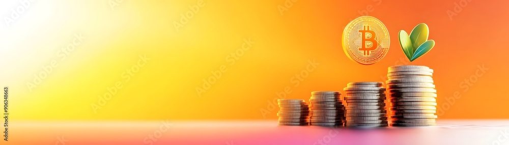 Safeguarding Bitcoin Assets in the Crypto Market - Flat Design Illustration with Copy Space for Text