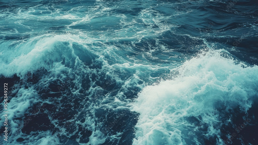 Turbulent Ocean Waves with White Foam and Blue Water Turbulent Ocean Waves with White Foam and Blue Water