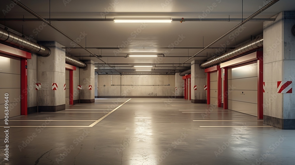 Private parking place interior Residential garage indoor with lift Nobody : Generative AI