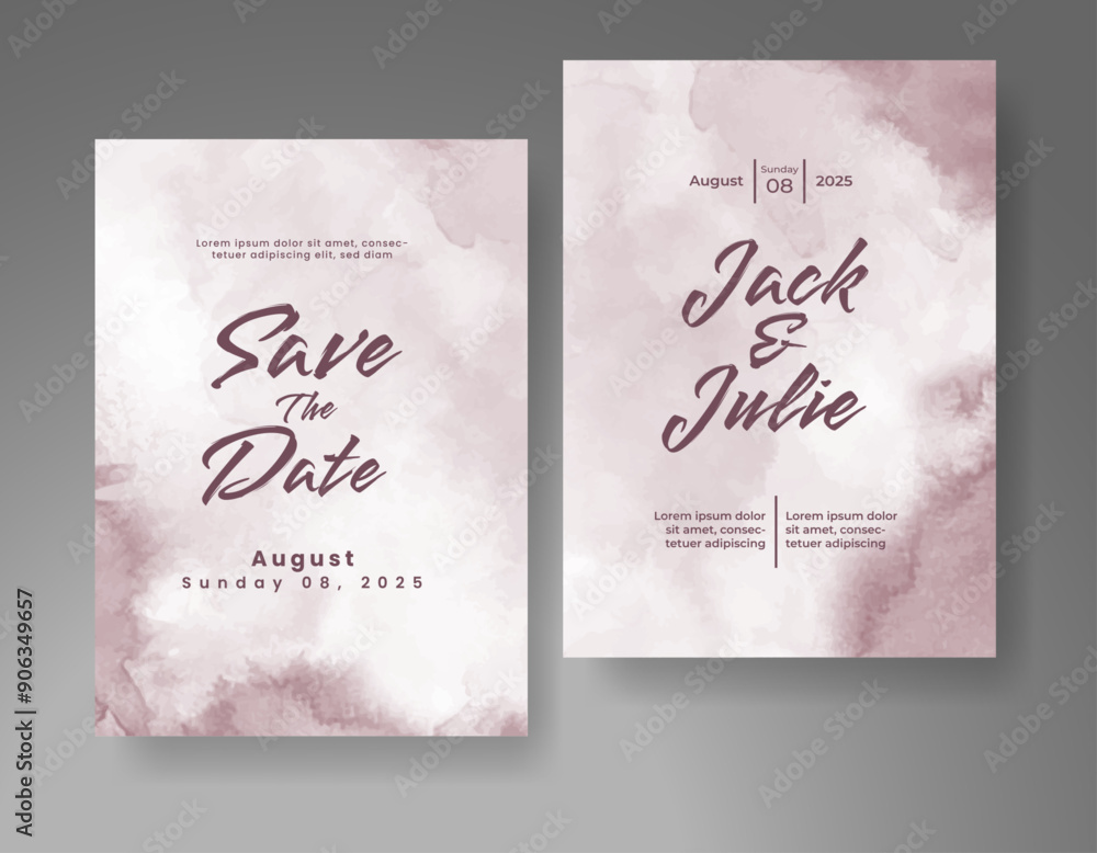 Wedding invitation with Abstract splashed watercolor background Wedding invitation with Abstract splashed watercolor background