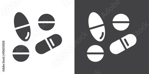 Medicine pills icon Thin line illustration set