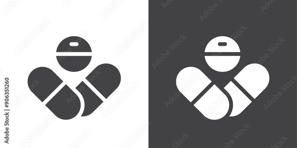 Painkiller pills icon Thin line illustration set Painkiller pills icon Thin line illustration set