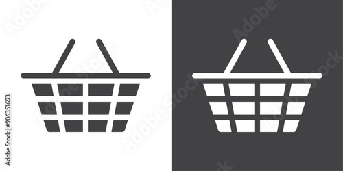 Shopping basket icon Thin line illustration set