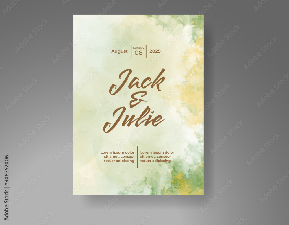 Wedding invitation with Abstract splashed watercolor background Wedding invitation with Abstract splashed watercolor background