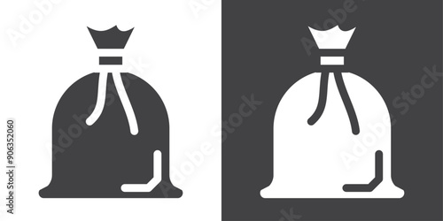 Trash bag icon Thin line illustration set
