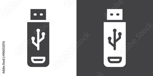 USB icon Thin line illustration set