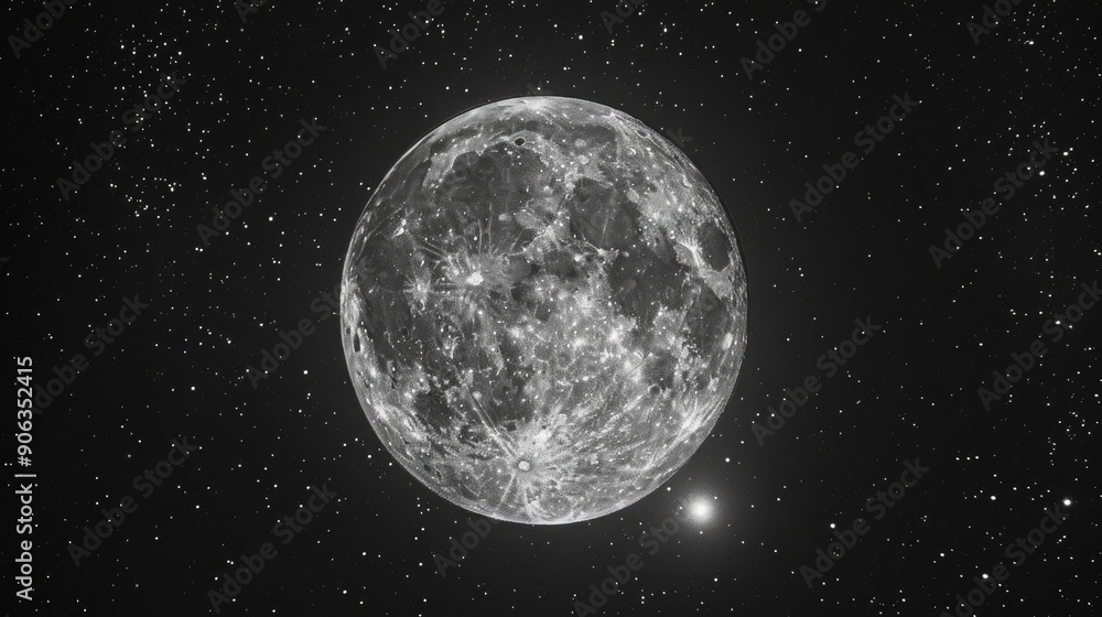 Full moon and black sky without stars Full moon and black sky without stars