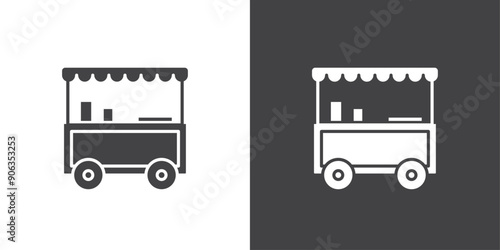 Food cart icon Thin line illustration set