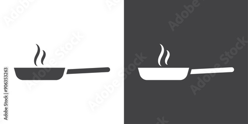 Frying pan icon Thin line illustration set
