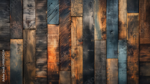 A wooden wall with many different colored boards