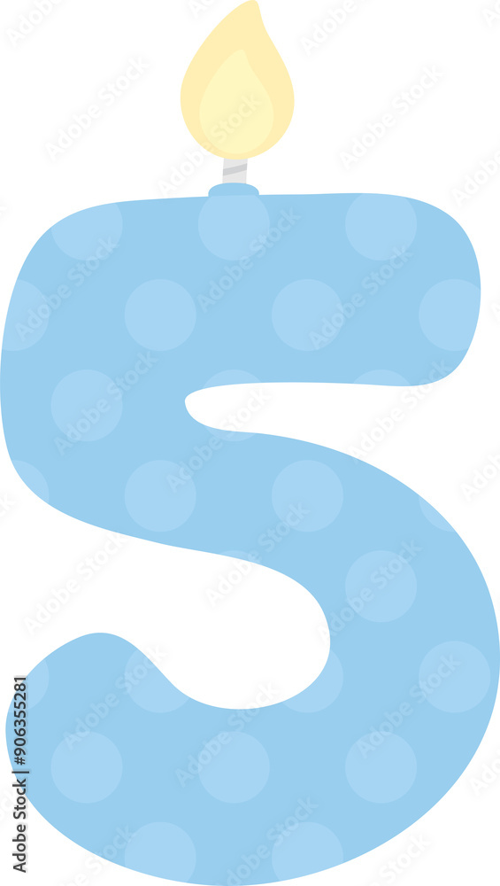 Pastel pattern number shaped candles for kids. Number five. Pastel pattern number shaped candles for kids. Number five.