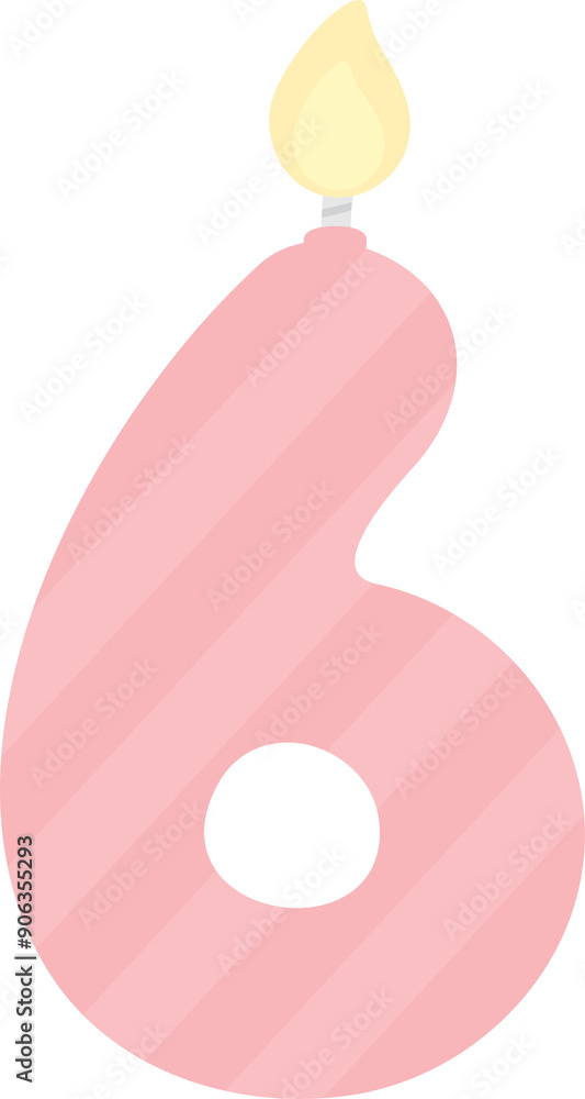 Pastel pattern number shaped candles for kids. Number six. Pastel pattern number shaped candles for kids. Number six.