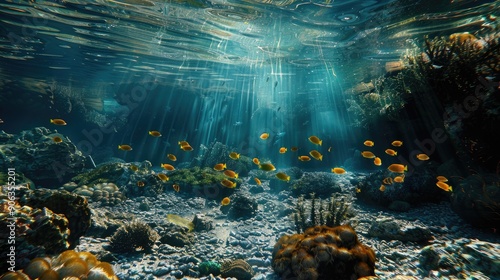 Rocks at Bottom of Ocean Floor Underwater Life photo