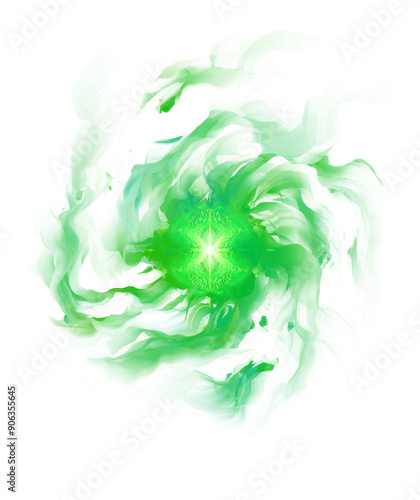 green magic spell or energetic arcane magical enchanted sigil as png overlay for fantasy books, magic games or RPG. 
